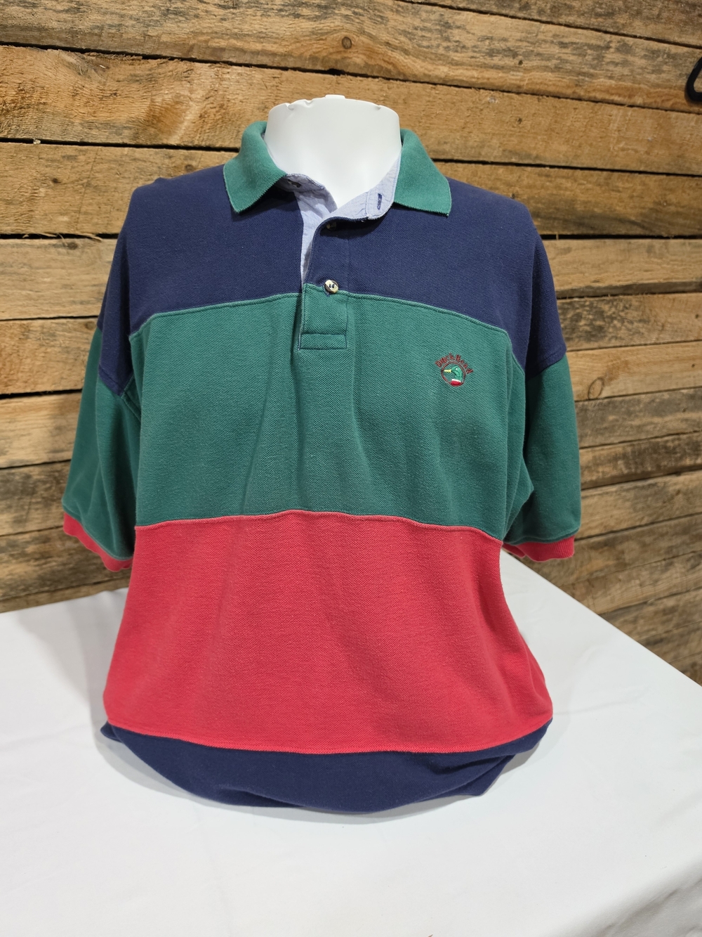 Duck Head Kids Colorblock Rugby Polo in Navy, Green & Red